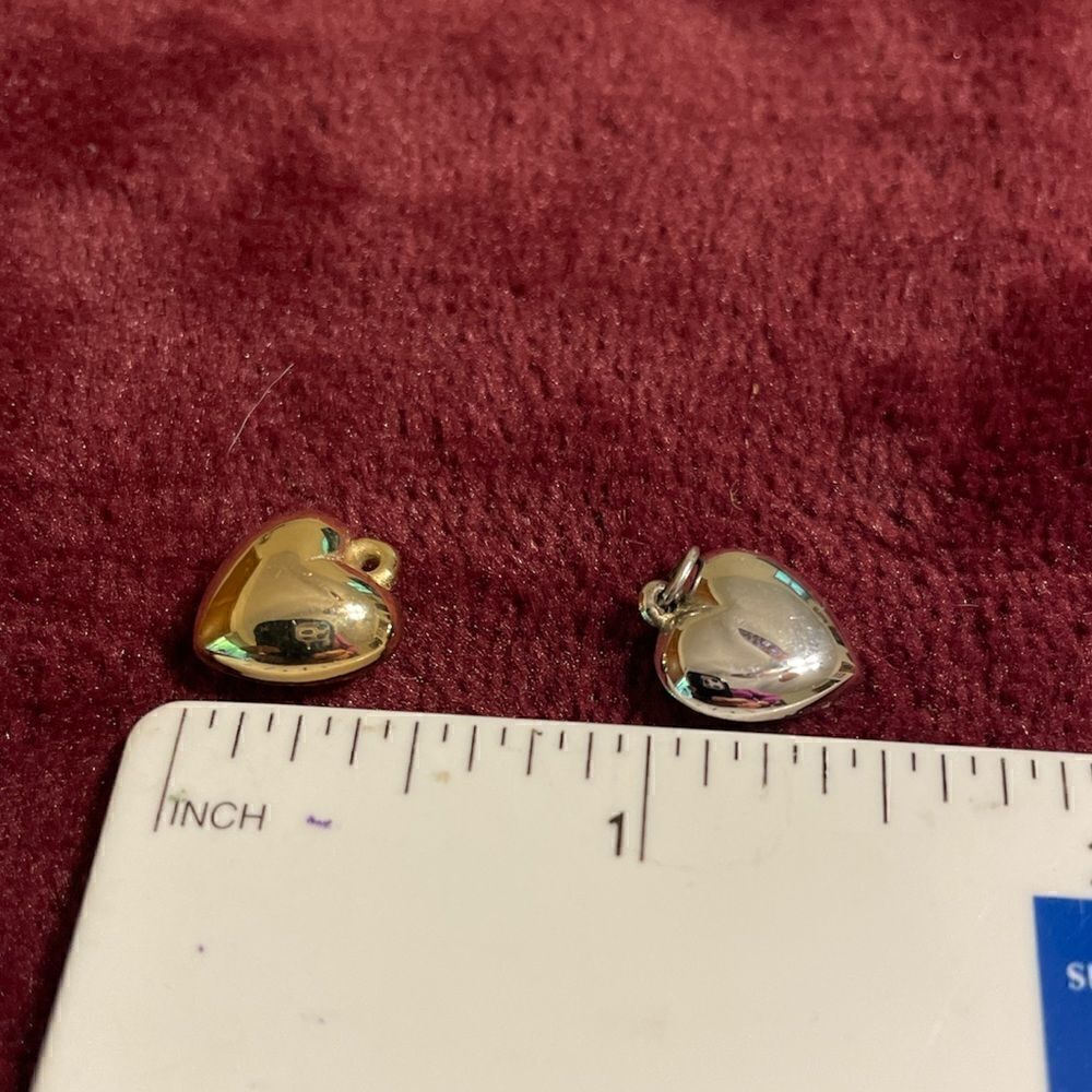 Pair of  Heart pendants in Silver and Gold-3D